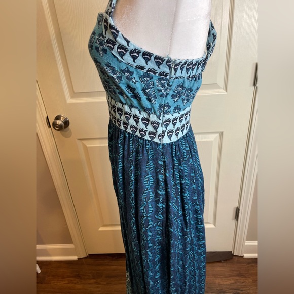 Faherty Gracie Linen Bali Blue Maxi Dress Small - Picture 10 of 15
